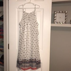 White w/ multicolor prints dress